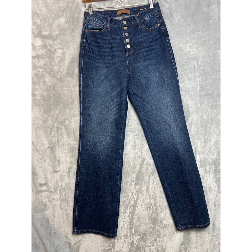 Judy Blue Jeans sz 30  Button Fly Straight Fit  Dark Wash Denim Pants High Rise - Picture 10 of 12